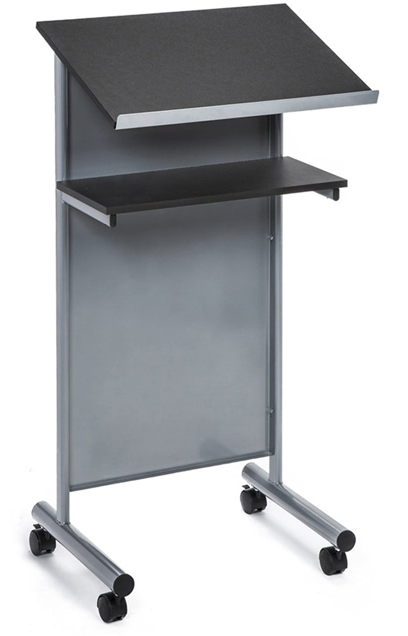 Wheeled Lectern With Storage Shelf