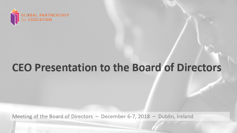 What is a Ceo Presentation to the Board of Directors?